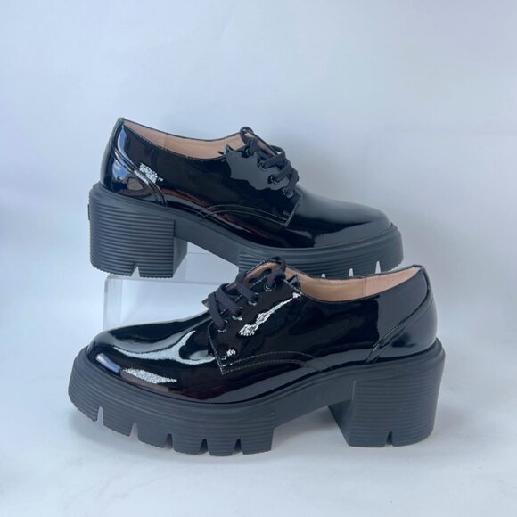 Stuart Weitzman Soho Derby Lug Sole Leather Chunky Heel Loafers Women Size 39 - Picture 7 of 11